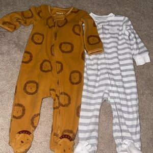 Bundle Carter's Brown Lion Print and Gray Striped Onesies